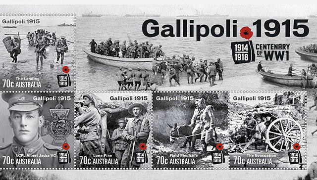 A collection of Gallipoli 1915 commorative stamps