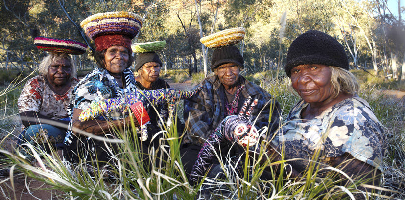 Tjanpi Desert Weavers from Docker River, 2011. Image: Rhett Hammerton © Tjanpi Desert Weavers, NPY Women’s Council.