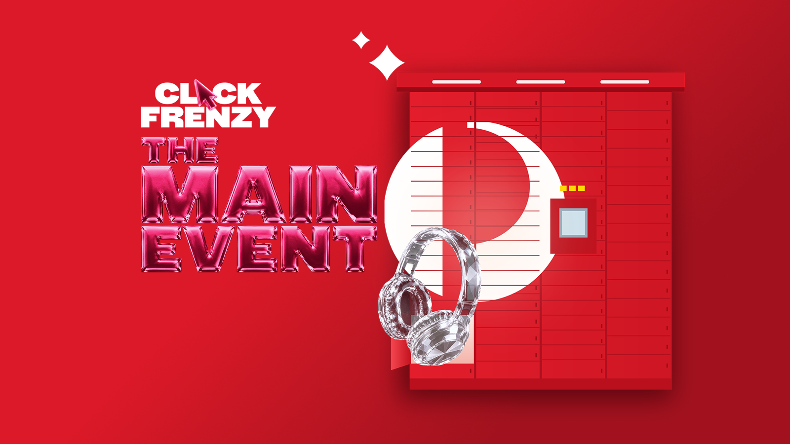 Illustration of an Australia Post Parcel Locker with the text "Click Frenzy: The Main Event"