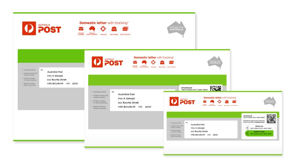 Domestic letter with tracking - Australia Post