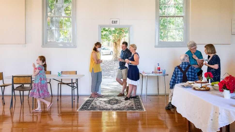 Budgeree Hall Reserve Committee members in local hall. 