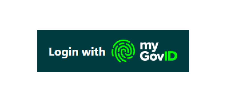 Screenshot with the text Login with MyGovID