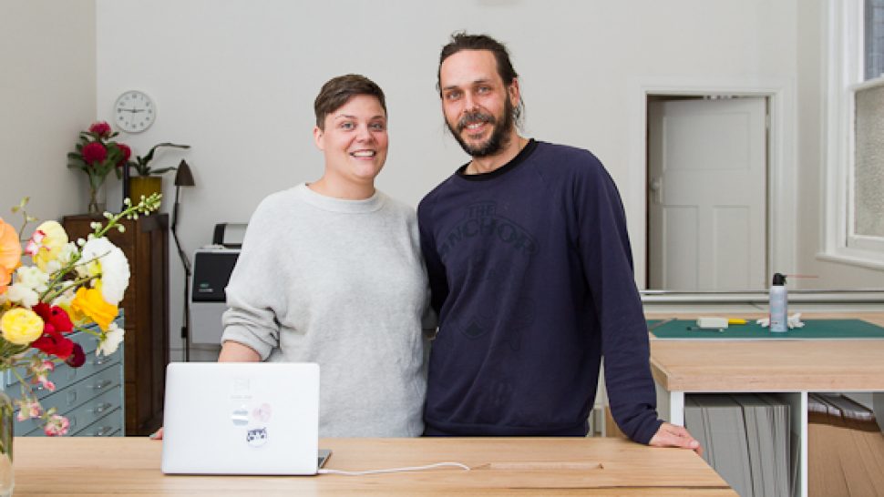 Peter Daniells and Cassie Bone standing together smiling to camera