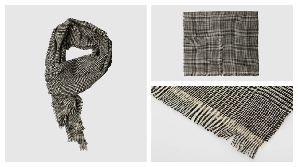 A grey patterned scarf