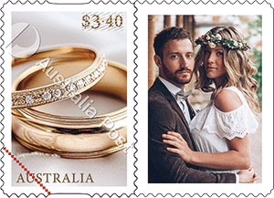 Sheet of 20 x $3.40 Personalised Stamps &ndash; Wedding Rings product photo