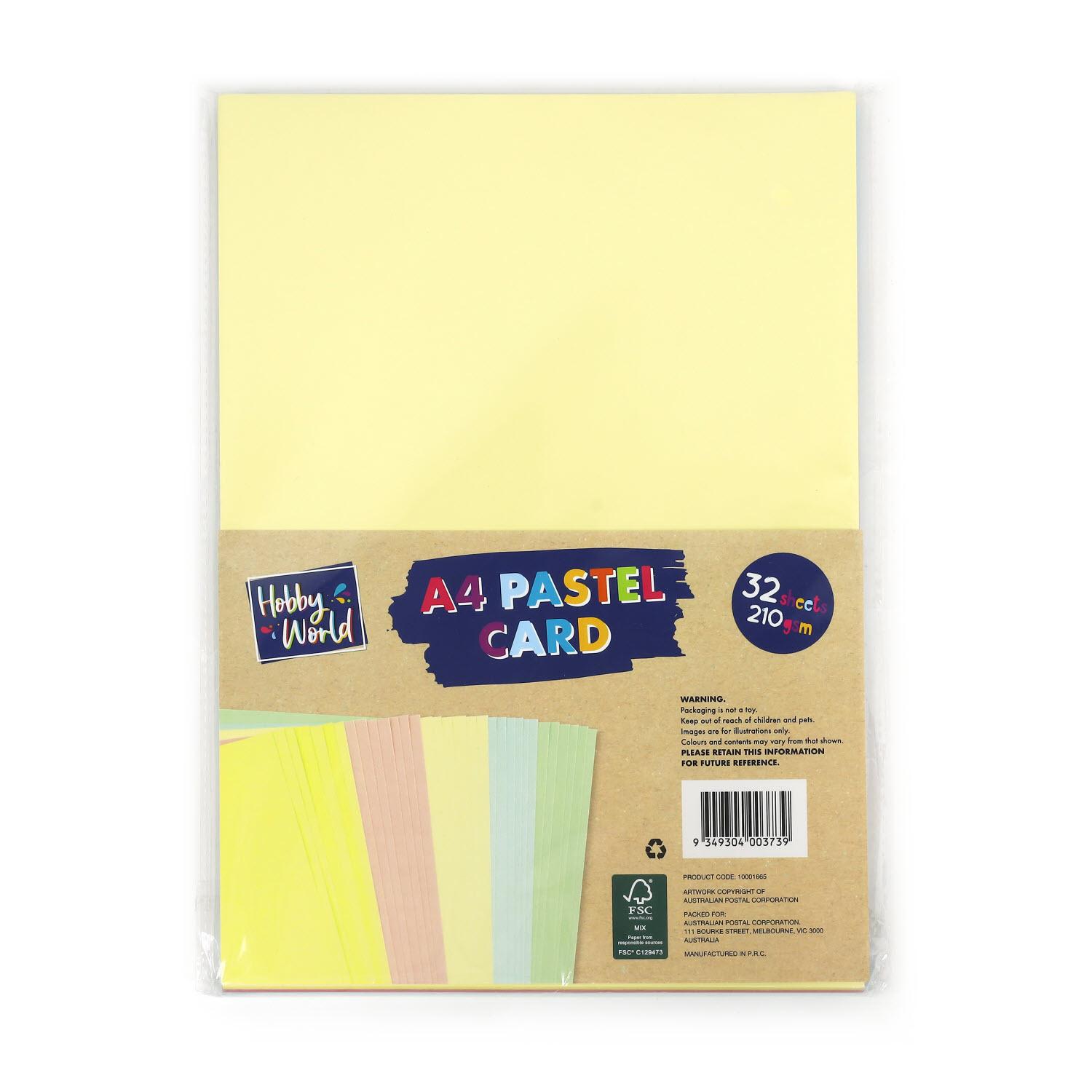 Hobby World A4 Pastel Card 32 Sheets Stationery