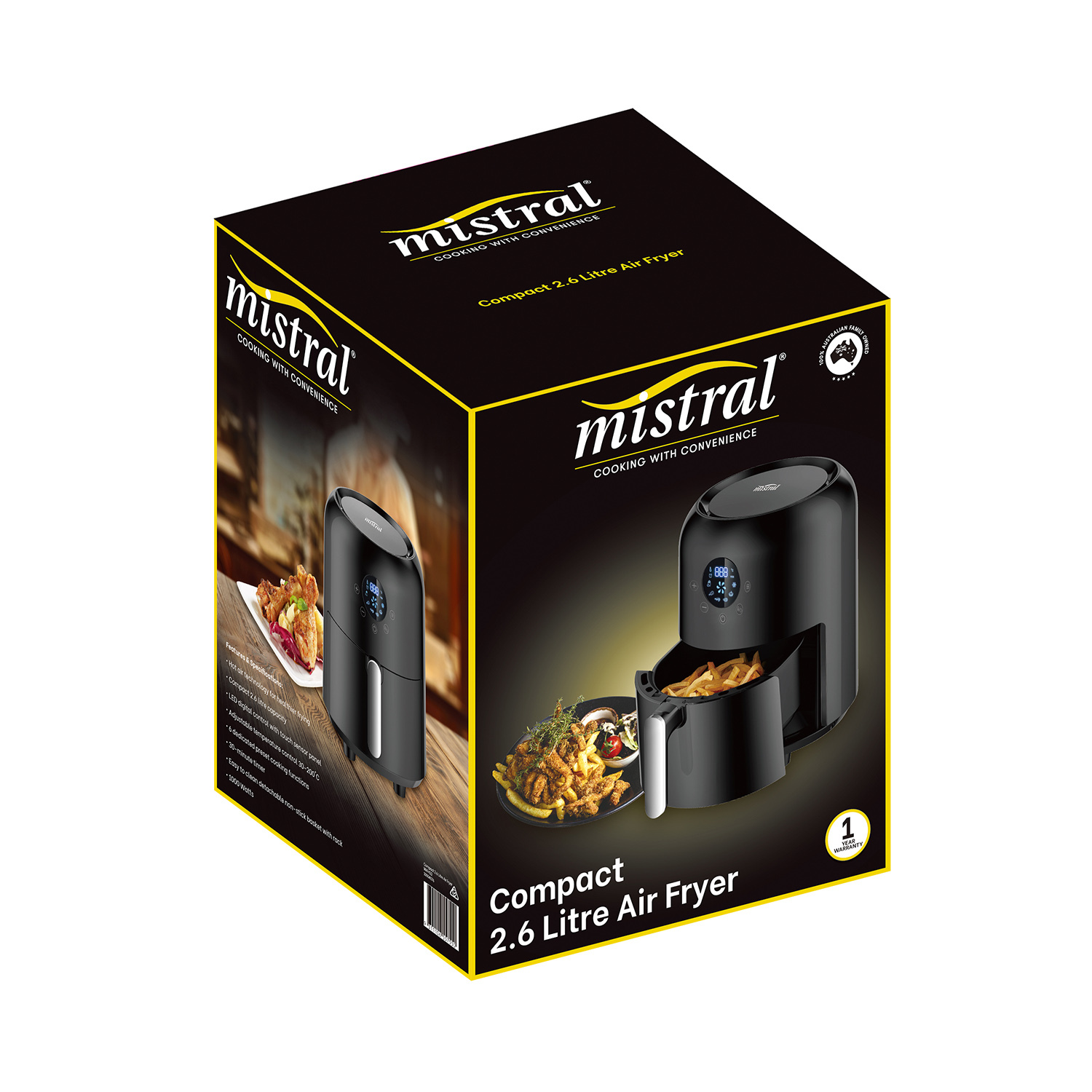 Mistral 2.6L Compact Digital Air Fryer Home appliances