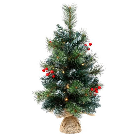 Every Avenue Pre Lit Frosted Christmas Tree with Berries Homewares