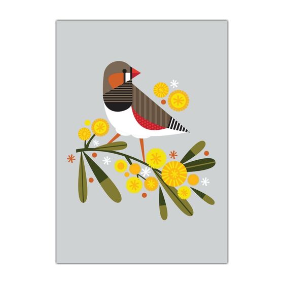 Natalie Marshall Greeting Cards 'Zebra Finch' &ndash; Pack of 6 product photo Internal 1 DETAILS