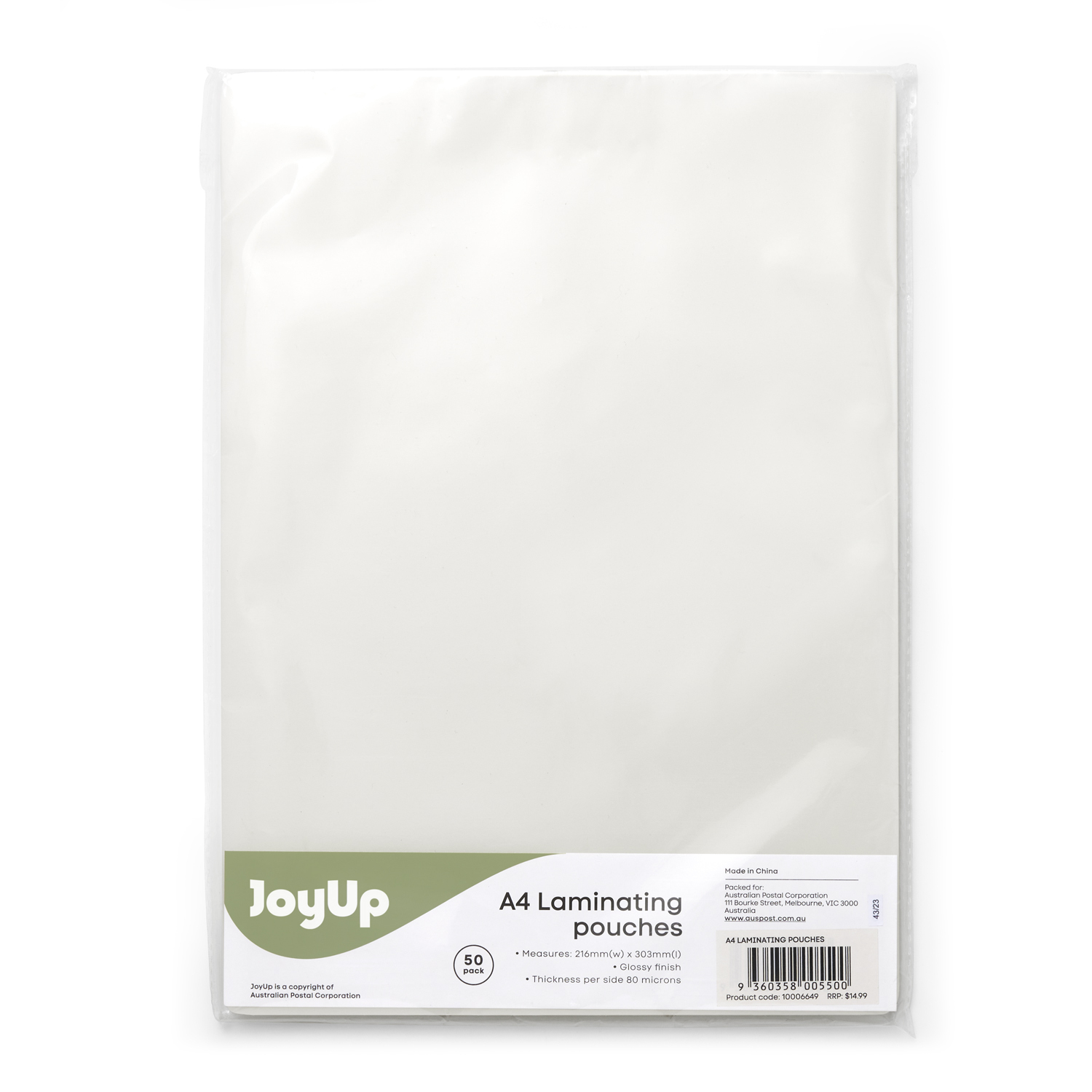 JoyUp A4 Laminating Pouches 50 Pack Stationery