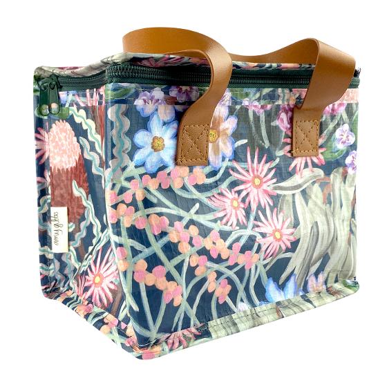 Amy Gibbs Insulated Lunch Bag Green Midnight Floral Homewares