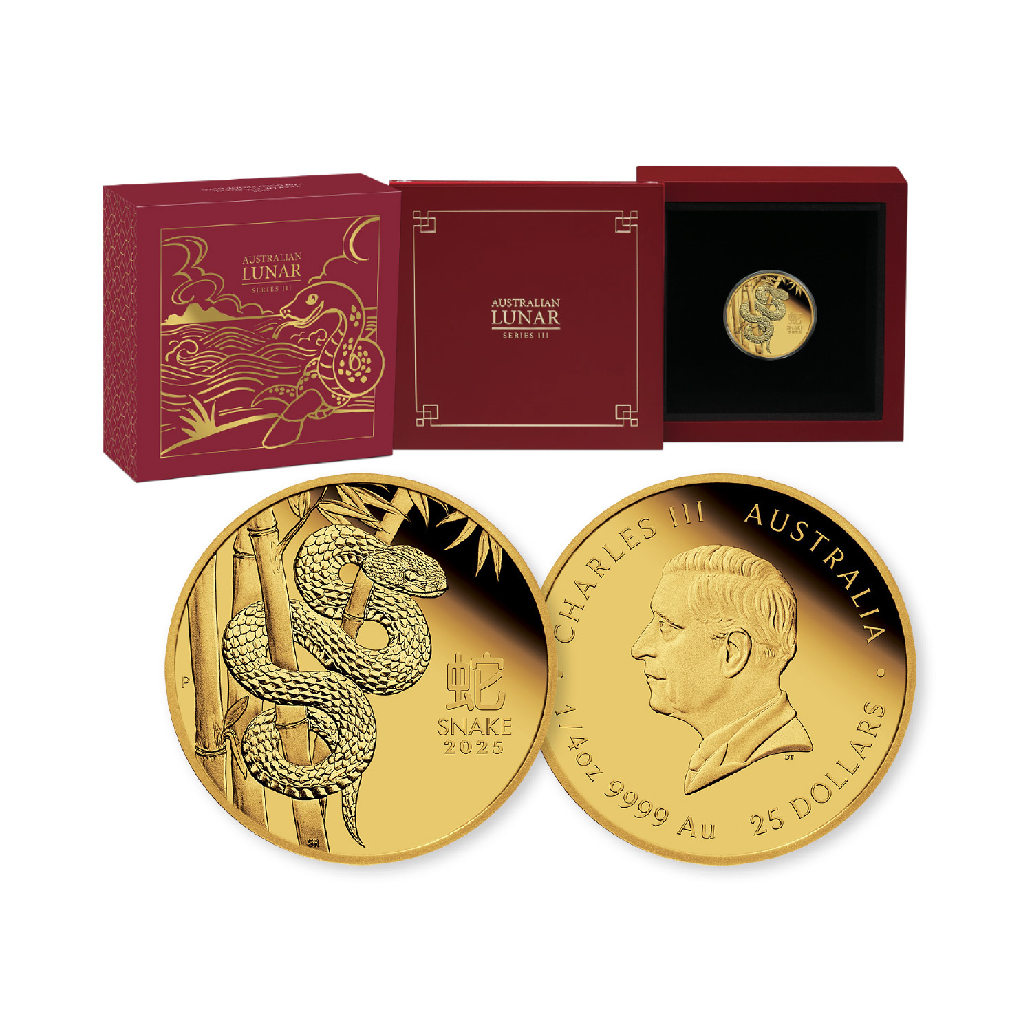 Australian Lunar Series III 2025 Year Of The Snake - 1/4oz Gold Proof ...