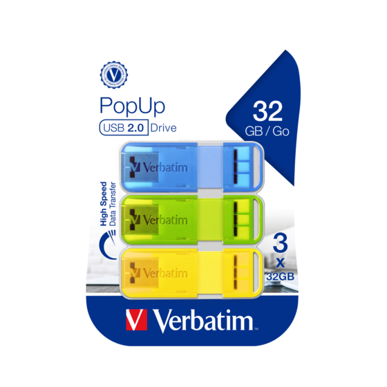 Vertabim Pop-Up USB 2.0 32GB &ndash; 3 Pack (Mixed) product photo Internal 5 DETAILS