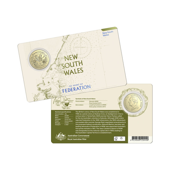 2026 25c AlZnBr Uncirculated Coin &ndash; 125 Years of Federation &ndash; NSW  product photo Internal 3 DETAILS