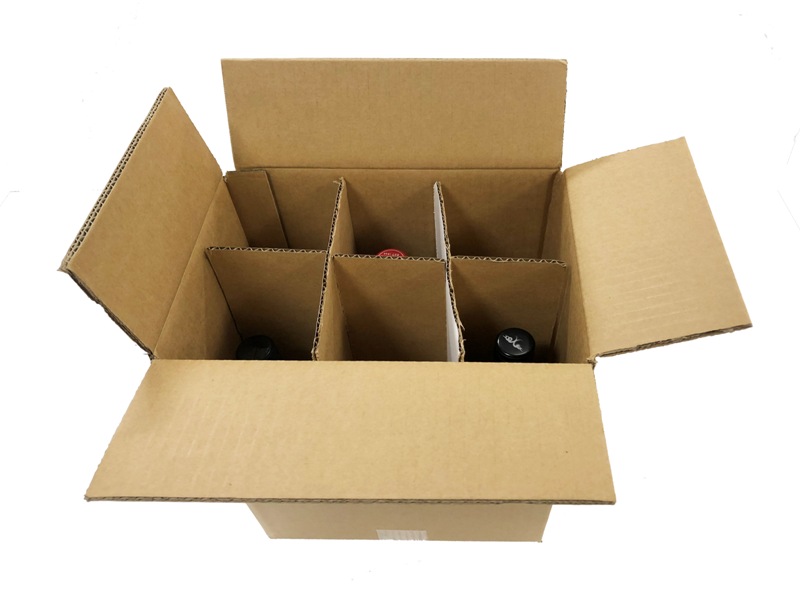 6 x Wine cardboard Boxes Mailing Shipping Postal Box Lay Flat Wine WITH INSERTS 