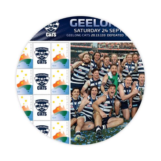 2022 AFL Premiers Geelong Cats Souvenir Stamp Sheet AFL