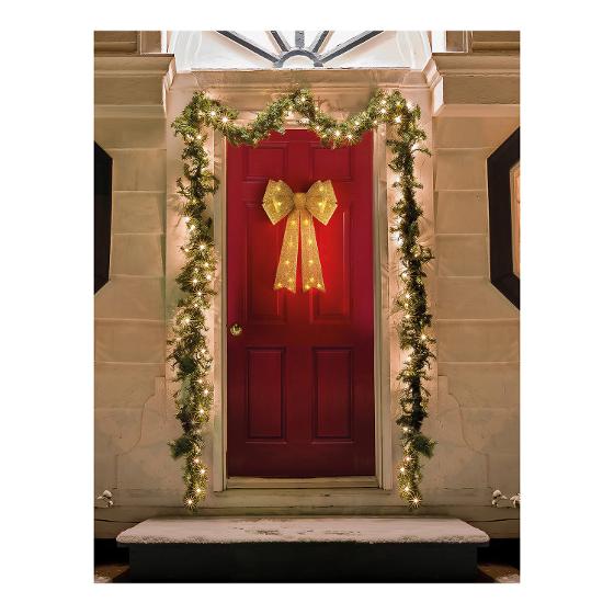 Nice & Nifty Giant Light Up Door Bow Gold Homewares