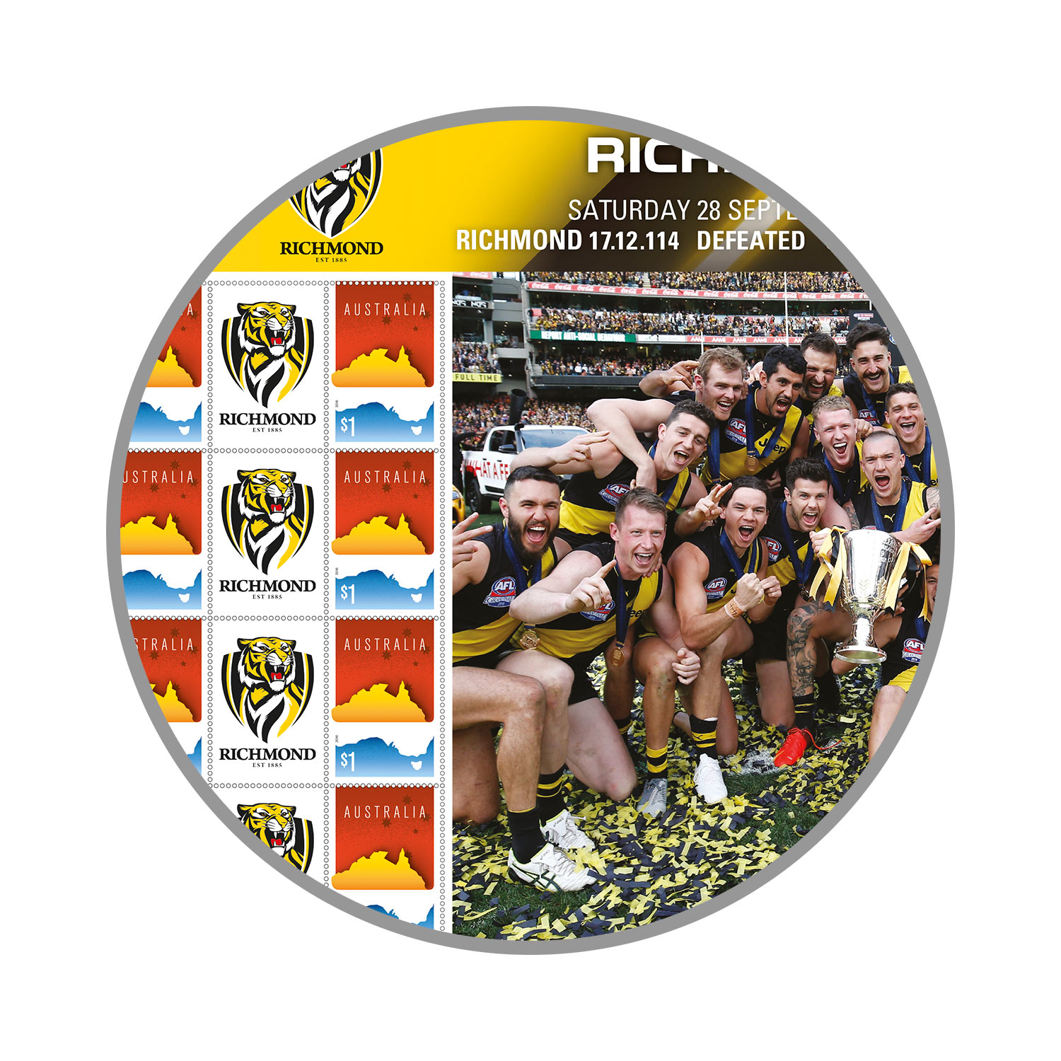 2019 Afl Premiers Richmond Tigers Stamp Sheet Afl