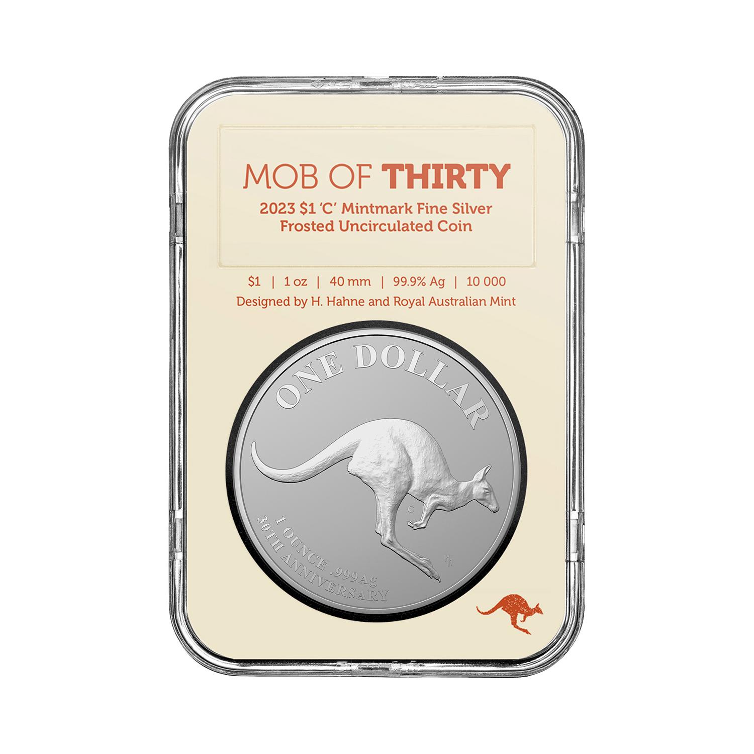 2023 Australia $1 1-oz Silver 30th Anniversary Kangaroo Mob of