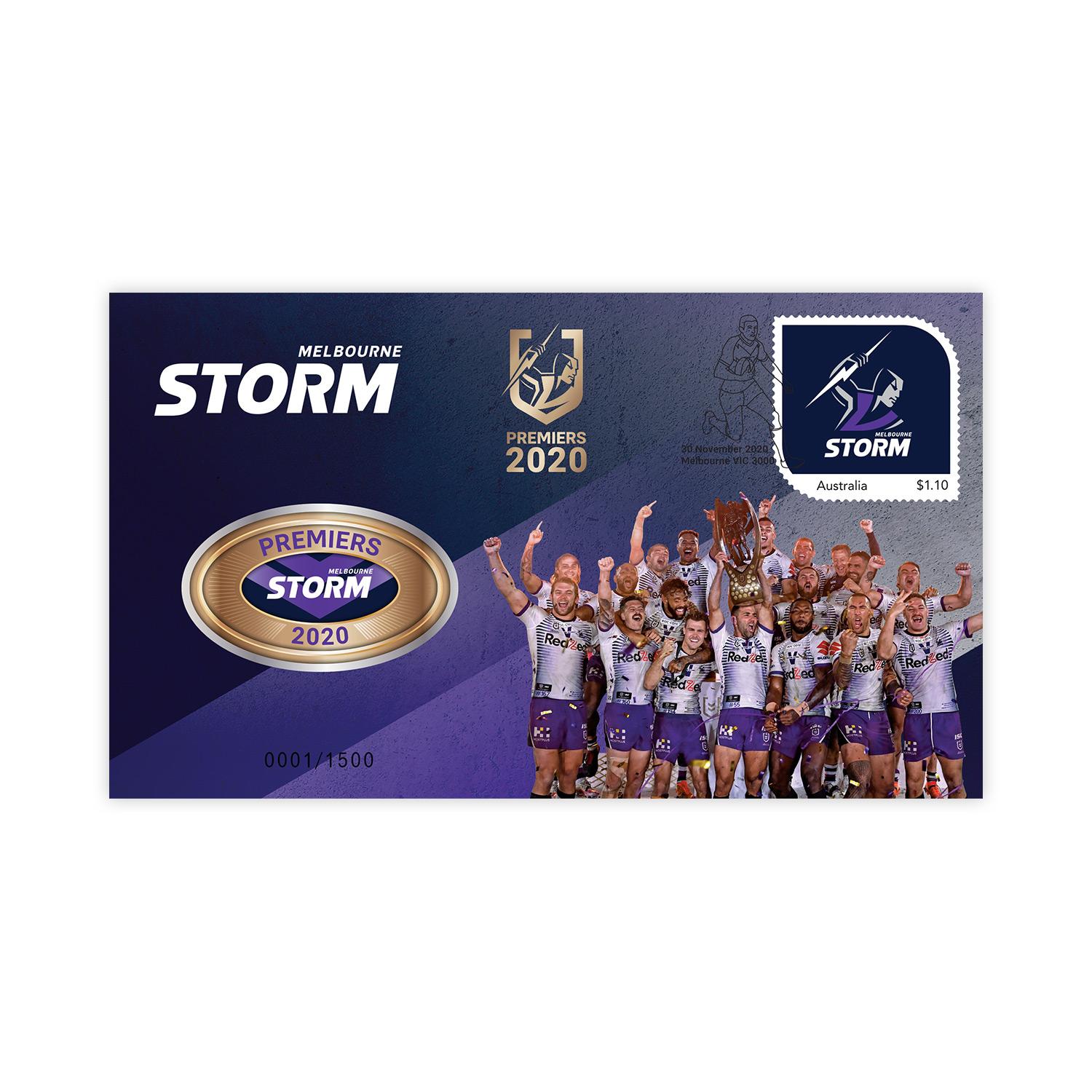 2020 Nrl Premiers Melbourne Storm Stamp And Medallion Cover Nrl