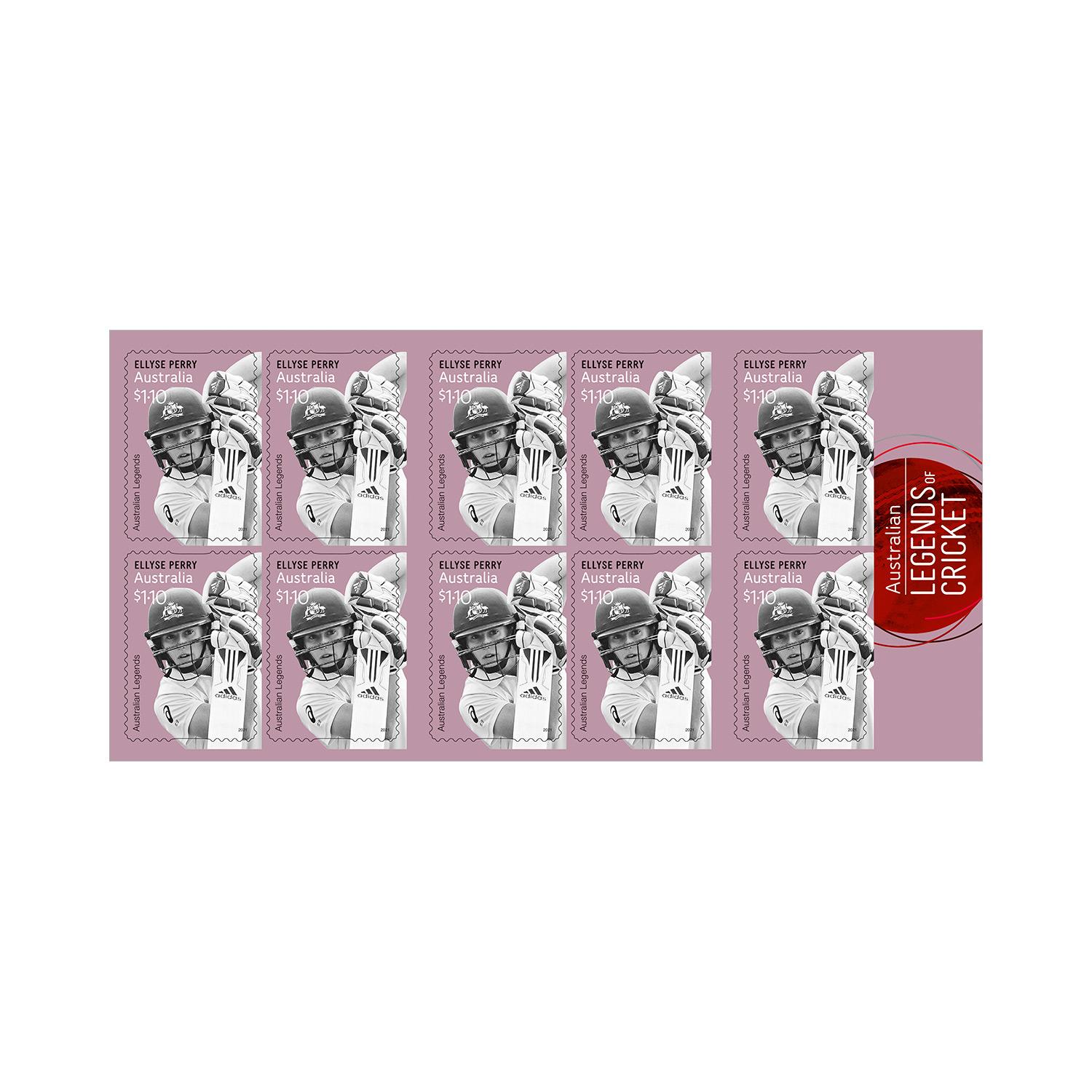 Booklet Of 10x 1 10 Ellyse Perry Stamps Australian Legends Of Cricket