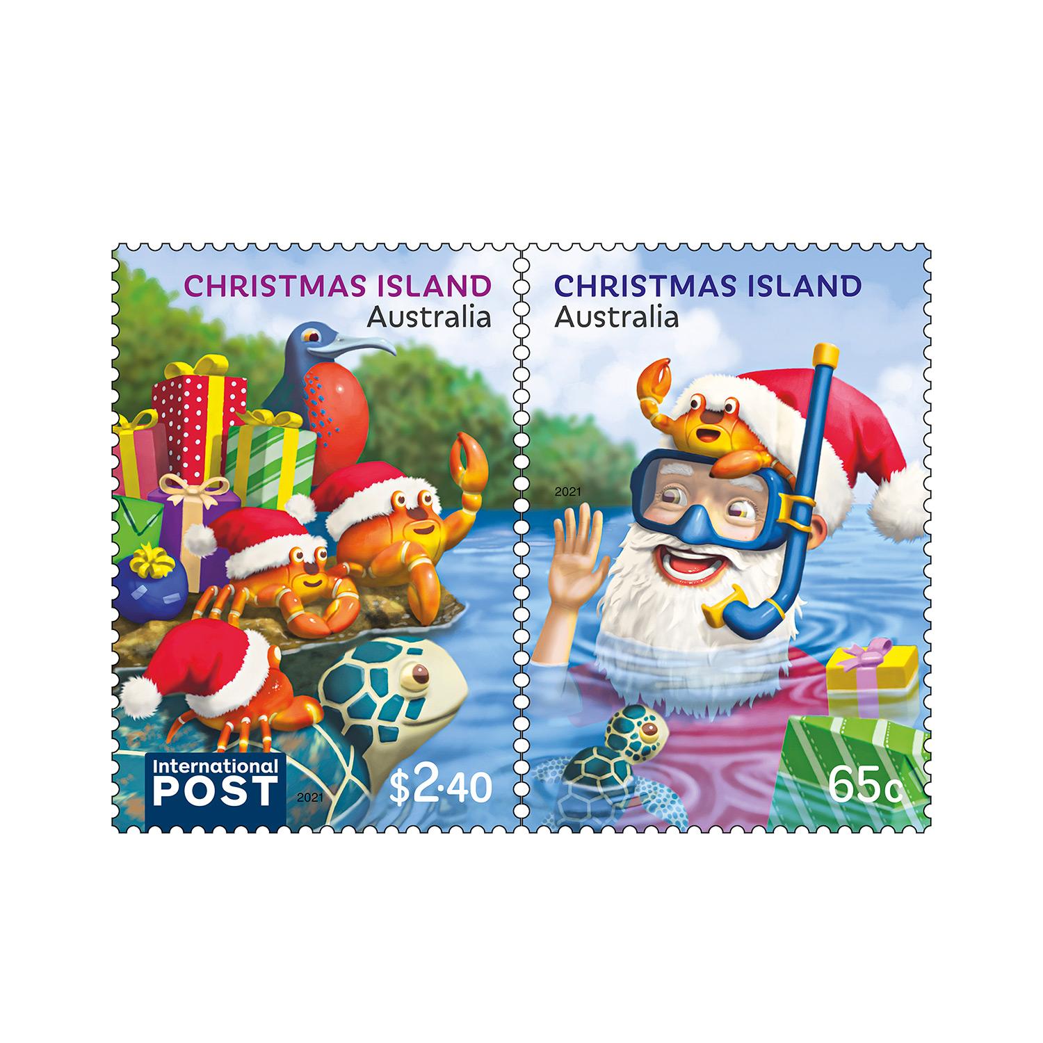 Set of Christmas Island Christmas 2021 Gummed Stamps Christmas Island