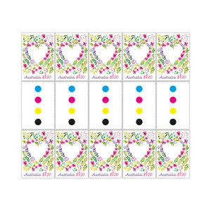 Gutter Strip of 10x $1.20 Floral Heart Stamps product photo