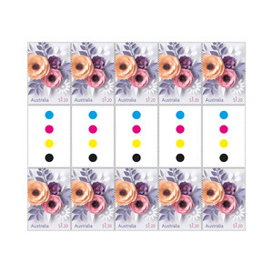 Gutter Strip of 10x $1.20 Paper Bouquet Stamps product photo