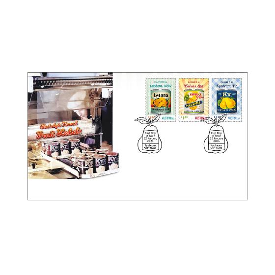 Nostalgic Tinned Fruit Labels First Day Cover (Gummed) Nostalgic