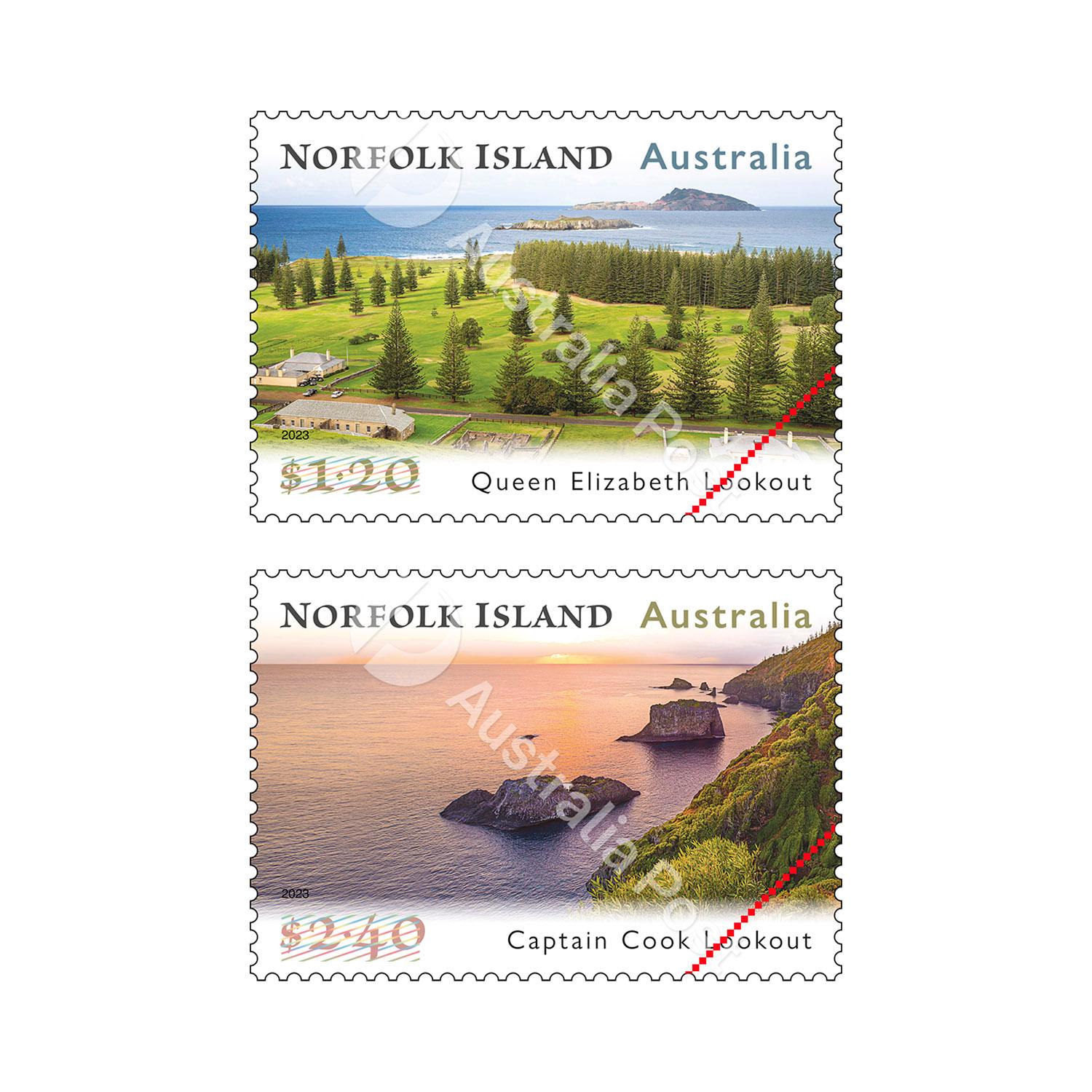 Set of Norfolk Island Lookouts Gummed Stamps