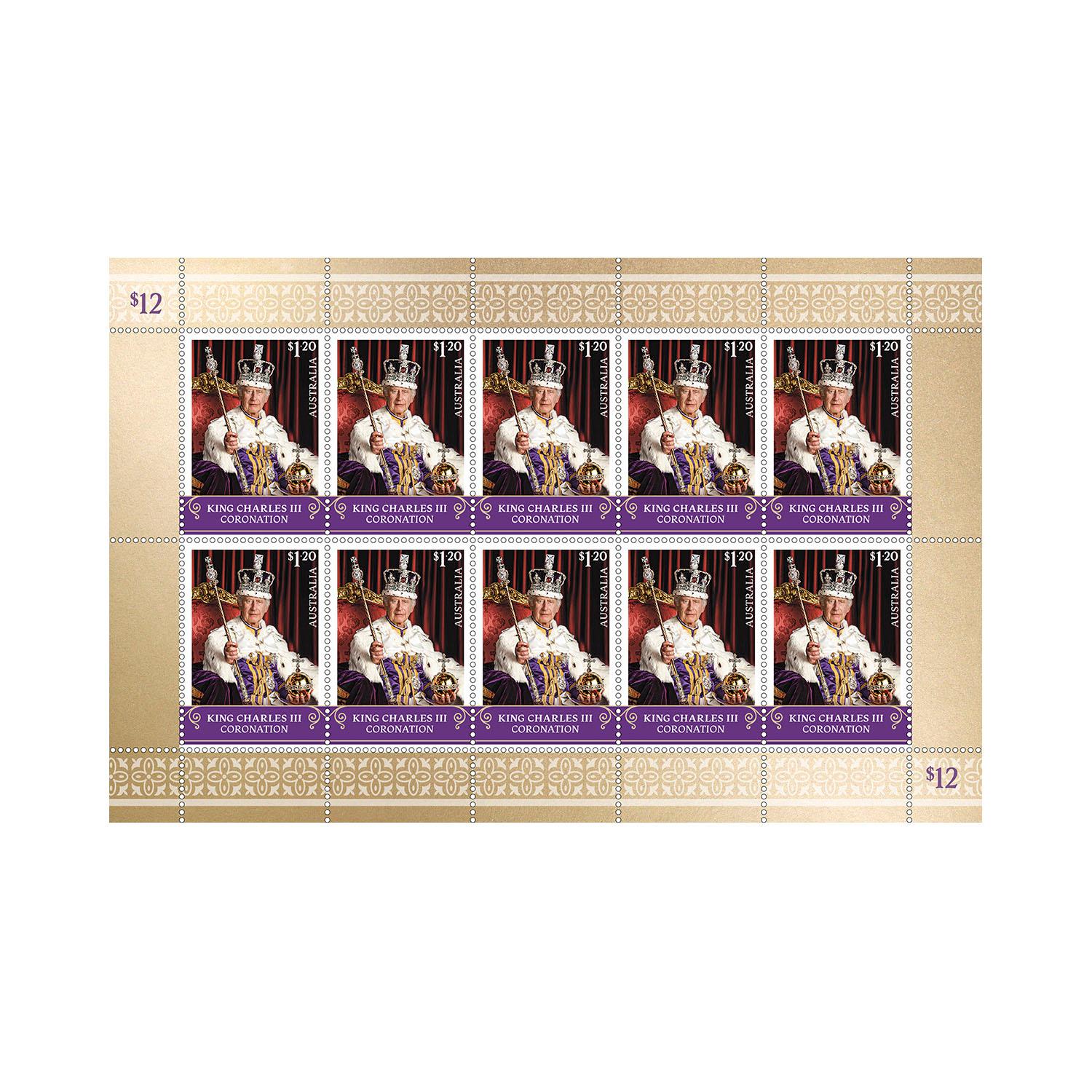 Coronation of King Charles III Sheetlet of 10 Stamps Coronation of