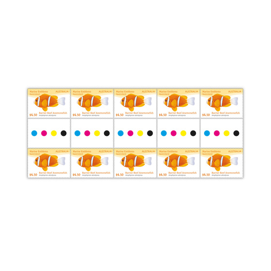 Marine Emblems Anemonefish Gutter Strip of 10 x $4.50 Stamps product photo Internal 1 DETAILS