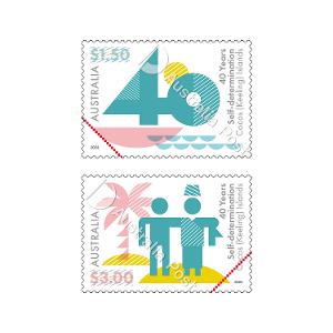 Cocos (Keeling) 40th Anniversary of Self Determination Stamps (1 x $1.50, 1 x $3.00) product photo
