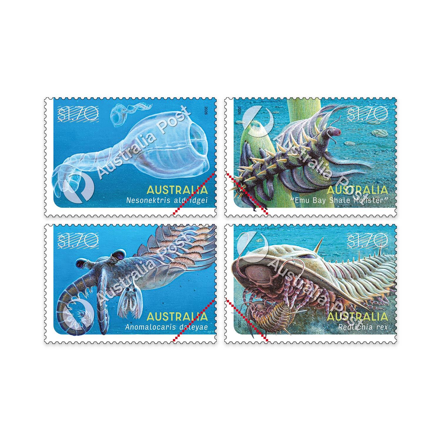 Creatures of the Palaeozoic Stamps (4 x $1.70) - Creatures of the ...