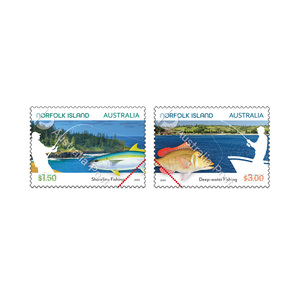 Norfolk Island Fishing Stamps (1 x $1.50, 1 x $3) product photo