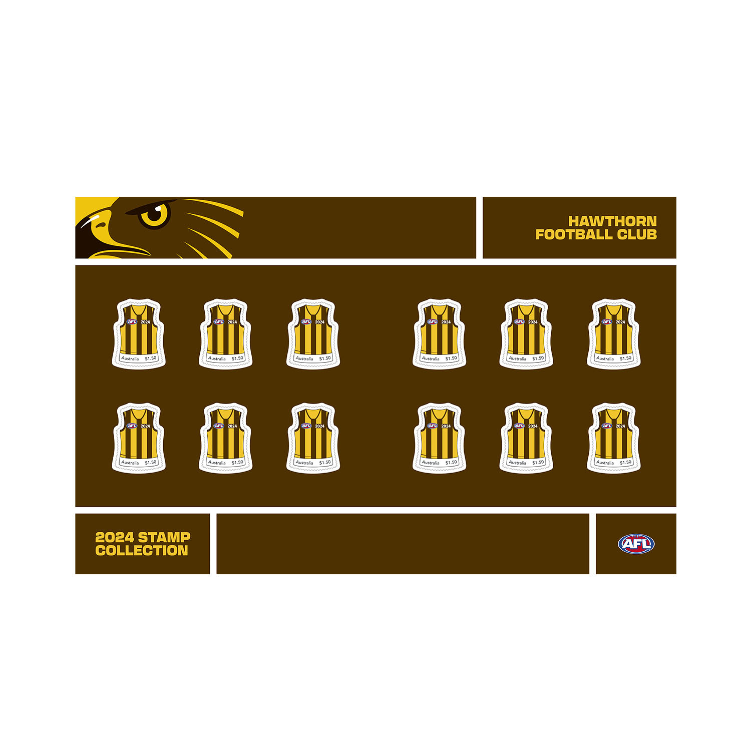 AFL 2024 Hawthorn Stamp Pack AFL