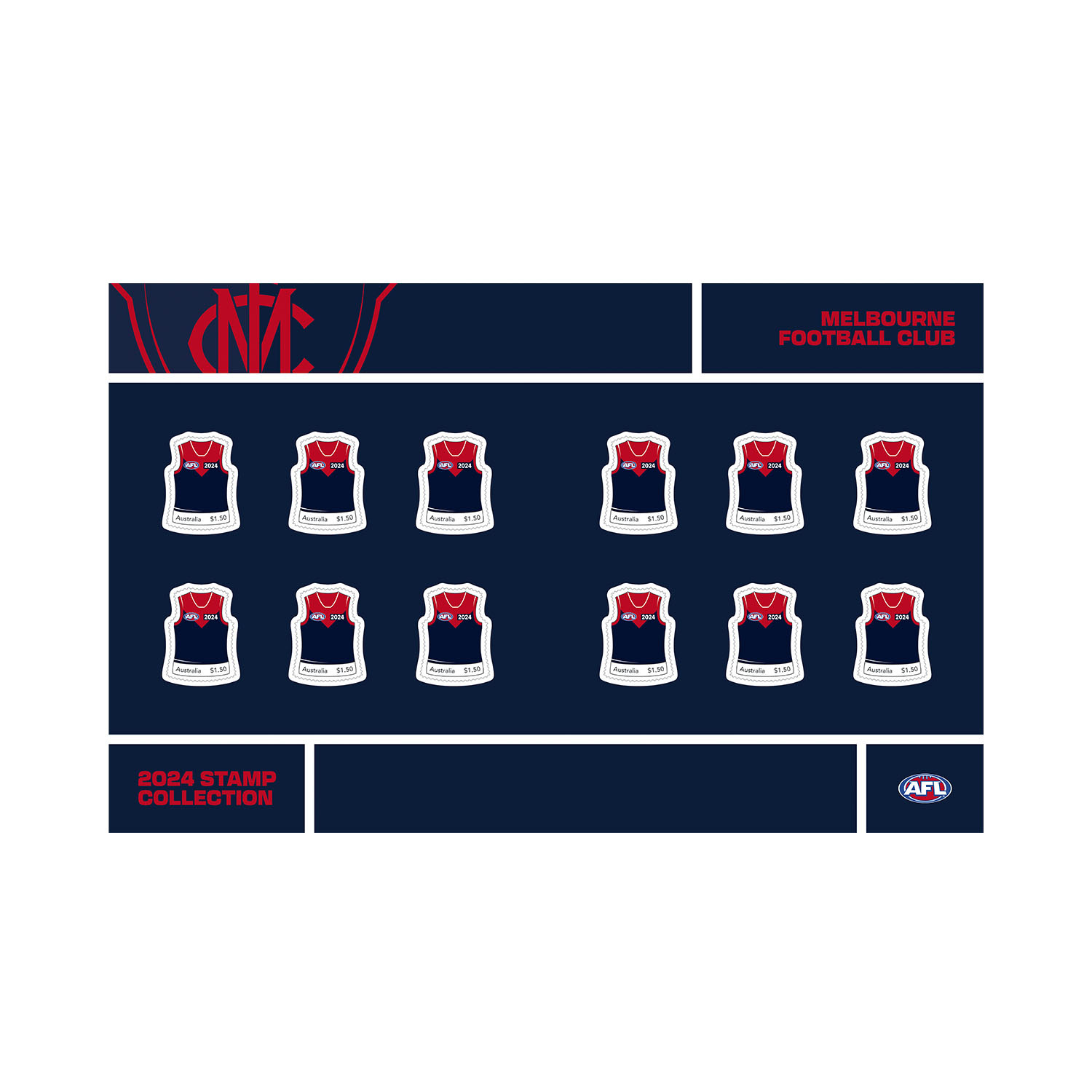AFL 2024 Melbourne Stamp Pack AFL