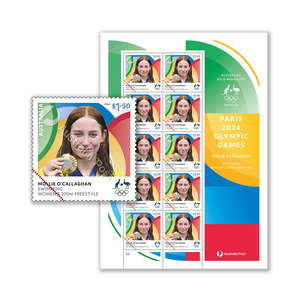 Mollie O’Callaghan, Swimming: Women’s 200m Freestyle – Paris 2024 Olympics Gold Medal Stamps product photo