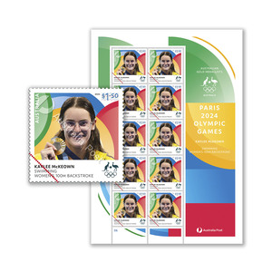 Kaylee McKeown, Swimming: Women's 100m Backstroke – Paris 2024 Olympics Gold Medal Stamps product photo
