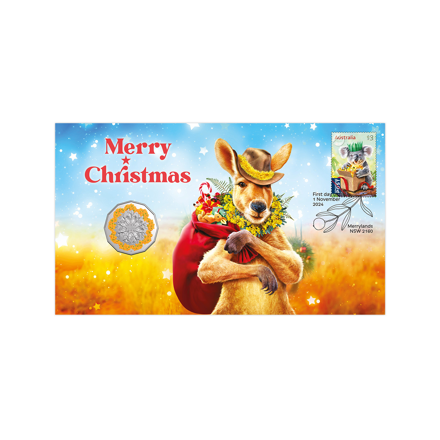 2024 Christmas 50c Festive Florals Postal Numismatic Cover (PNC