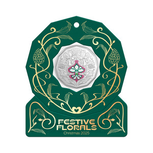 2025 Christmas Festive Florals 50c Coloured Uncirculated Coin product photo