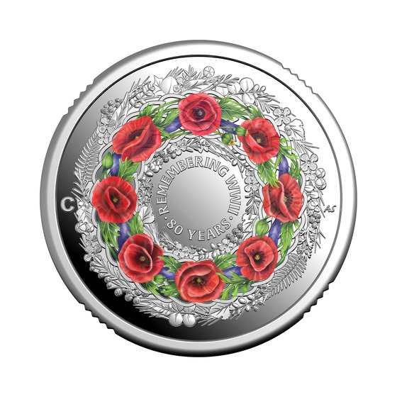 2025 80th Anniversary of WWII $2 Mintmark Coloured Fine Silver Proof Coin &ndash; Poppy Wreath product photo Internal 2 DETAILS