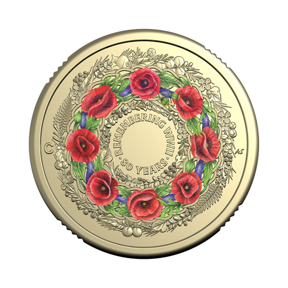 2025 80th Anniversary of WWII $2 Mintmark Coloured Uncirculated Coin &ndash; Poppy Wreath product photo Internal 2 DETAILS