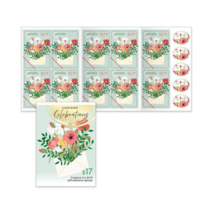 Cherished Celebrations Self-Adhesive Booklet of 10 x $1.70 &ndash; Flowers and Envelope product photo