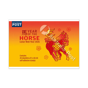 Christmas Island 2026 Lunar New Year &ndash; Year of the Horse Chequebook of 20 x 5 x $3.50 International product photo