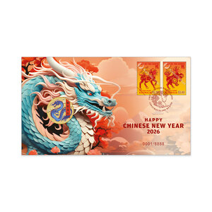 Christmas Island 2026 Lunar New Year &ndash; Year of the Horse Postal Numismatic Cover Dragon (Perth Mint) product photo