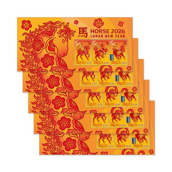 Christmas Island 2026 Lunar New Year &ndash; Year of the Horse Minisheet (Pack of 5) product photo Internal 1 DETAILS