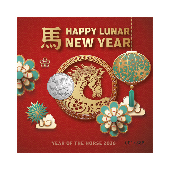Christmas Island 2026 Lunar New Year &ndash; Year of the Horse 50c Coin and Greeting Card product photo Internal 2 DETAILS