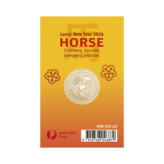 Christmas Island 2026 Lunar New Year &ndash; Year of the Horse Lunar New Year Horse Medallion in Card product photo Internal 4 DETAILS