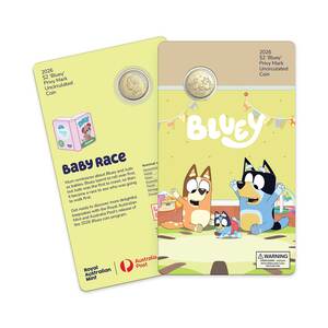 Bluey 2026 $2 Coin in Card with Privy Mark &ndash; Baby Race product photo